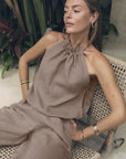 Summer Cotton Linen Halter Jumpsuit for Women