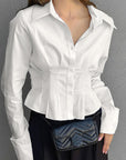 Elegant Pleated Waist Blouse for Women