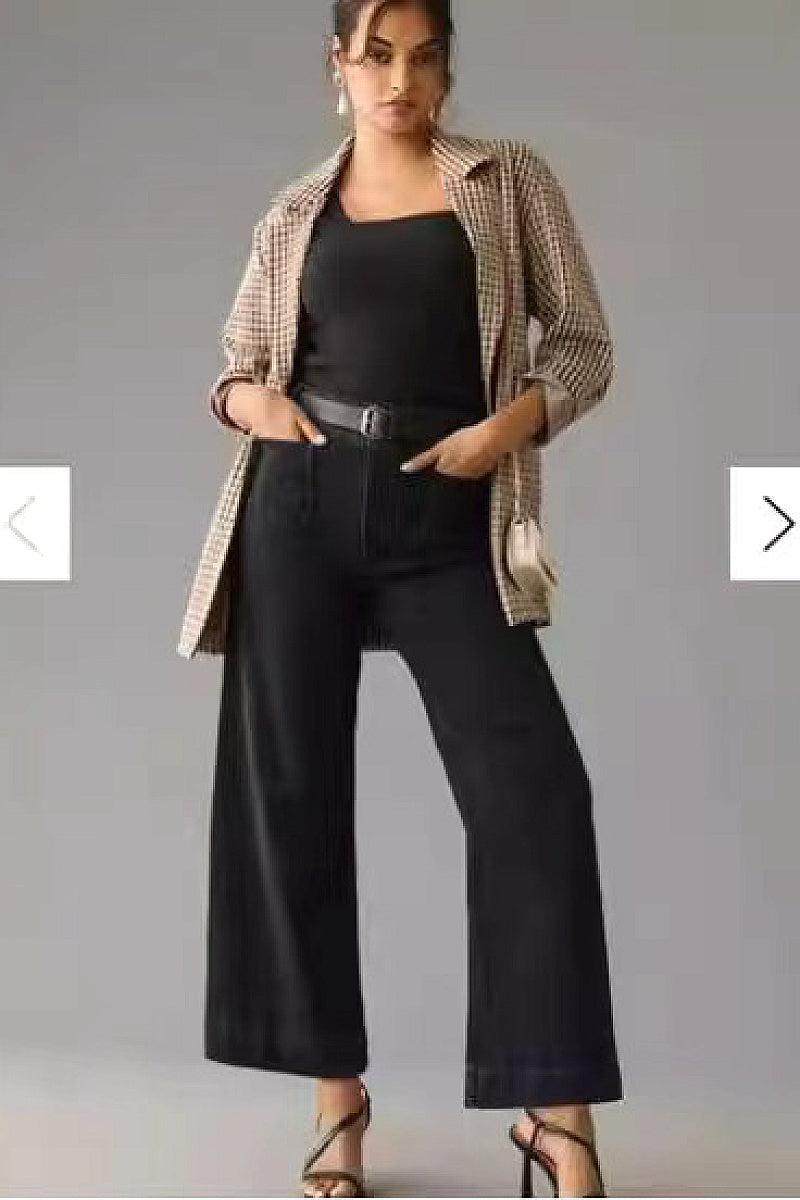 Elegant Wide Leg Women's Jeans with Pockets