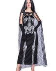 Halloween Party Costume Black Veil Skeleton Bride