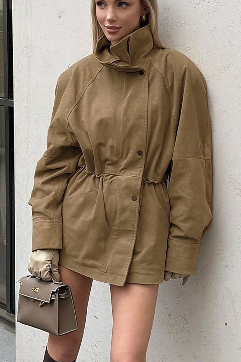 Winter Loose High Neck Suede Jacket