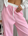 Gray Low Rise Color Block Wide Leg Pants