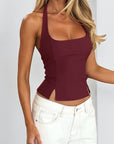 Trendy Halter Neck Slim Fit Tank Top