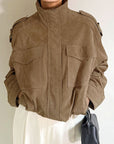 French Vintage Suede Jacket for Autumn and Winter