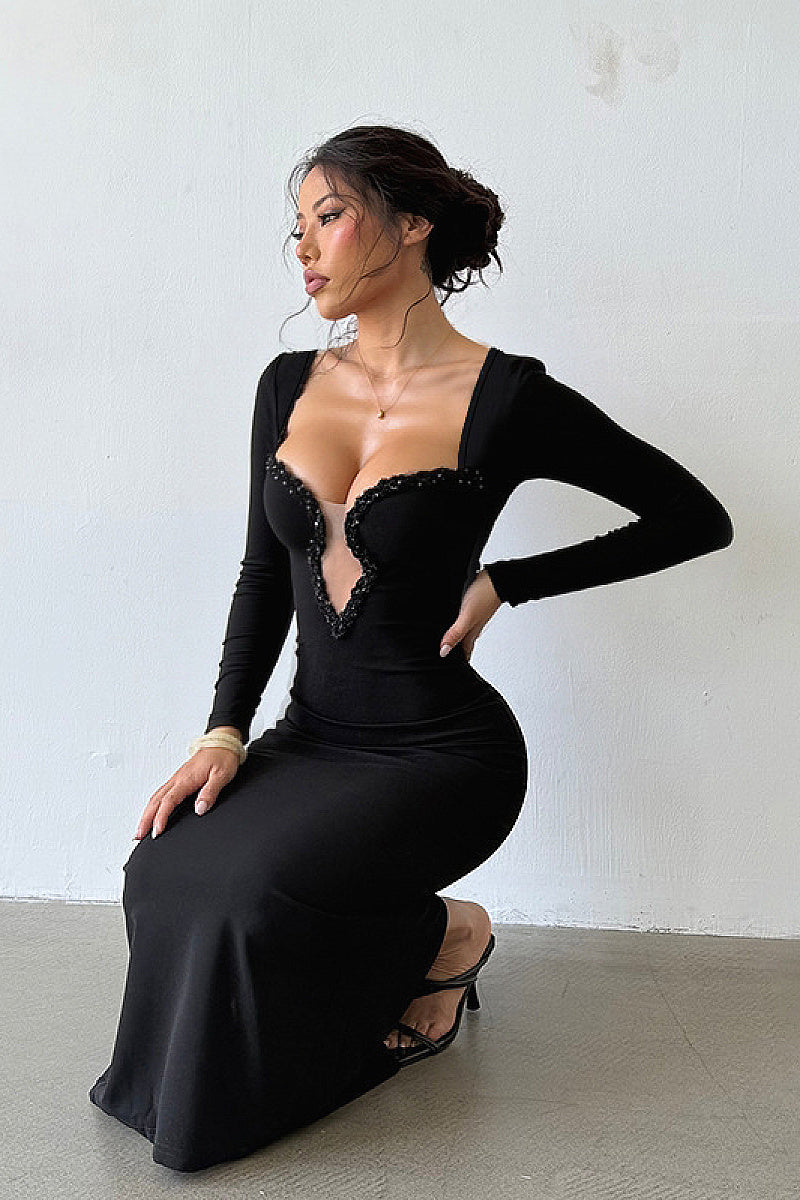 Elegant V-Neck Mermaid Dress for Parties