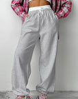 Gray Low Rise Color Block Wide Leg Pants