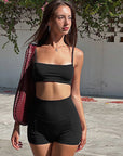 Summer Solid Color Sports Tank Top and Shorts Set