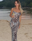 Summer Zebra Print Backless Bodycon Dress