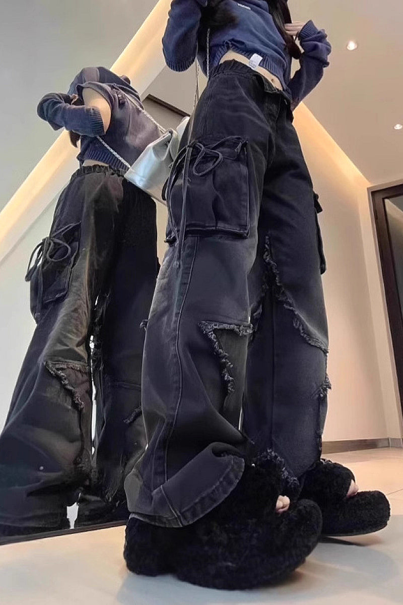 Y2K Vintage American Dark Denim Straight Leg Pants
