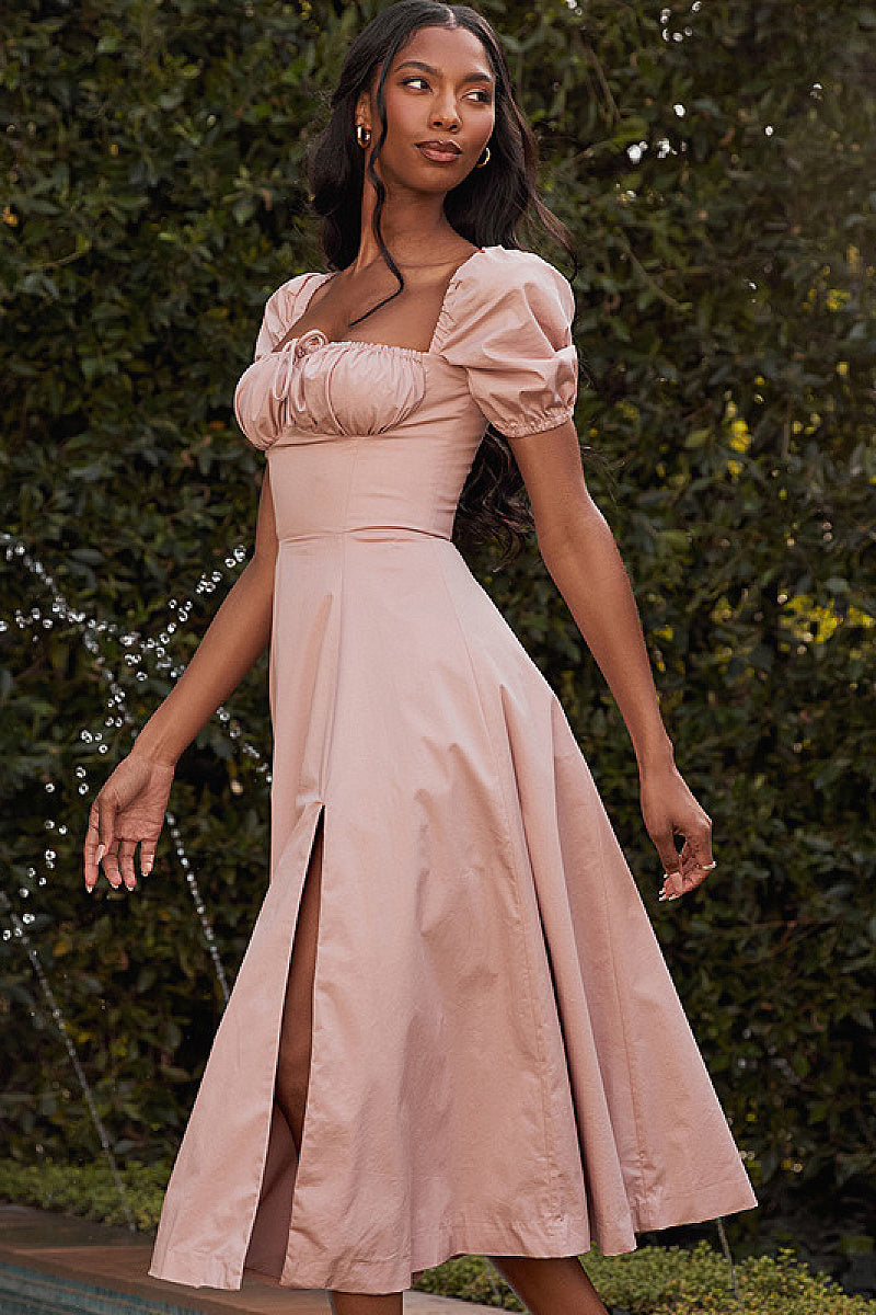 Summer French Style Puff Sleeve Dress