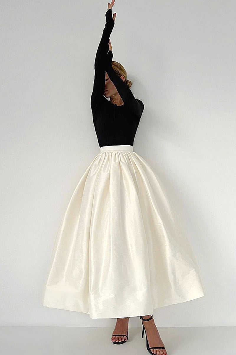 Spring Wholesale Solid Color Satin A-Line Skirt