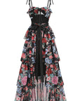 Stylish Floral Print Strapless Dress Set