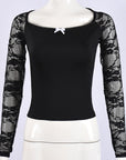 Trendy Lace Long Sleeve Crop Top for Women