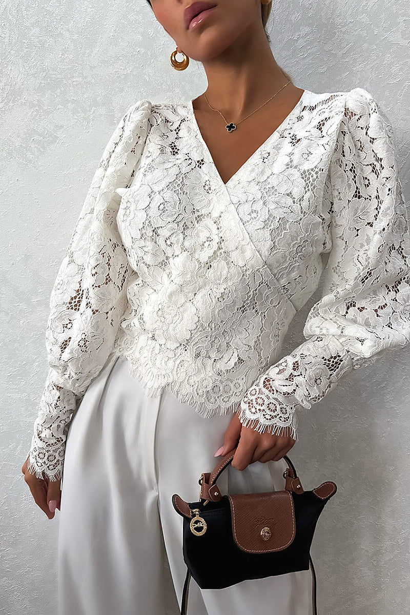 Spring Summer New V-Neck Lace Blouse