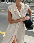 French Style Elegant Cotton Linen Dress