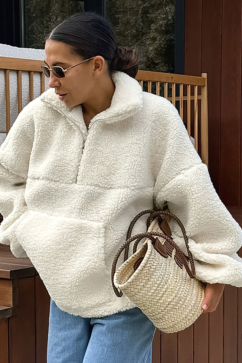 Cozy Fleece Polo Sweatshirt for Fall