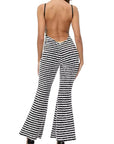 Summer Sexy Backless Striped Jumpsuit
