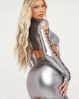 Sexy Metallic Crop Top and Skirt Set