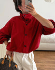 Stylish Red High Neck Windbreaker for Women