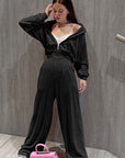 Trendy Pink Velvet Two-Piece Set for Women