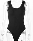 Summer Women's Sleeveless Bodysuit with Round Neck