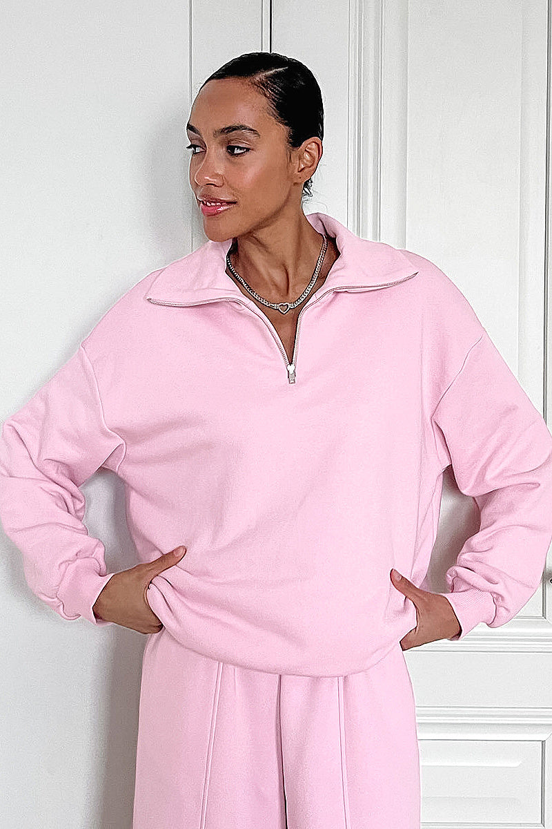 Fashionable Pink Sweatshirt and Pants Set for Women