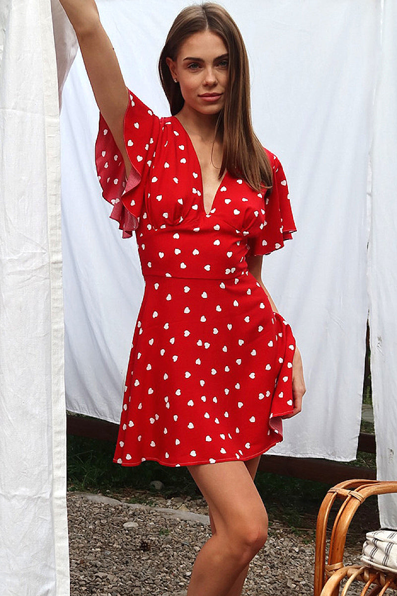 Elegant V-Neck Floral Dress for Women