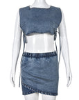 Stylish Denim Two-Piece Set for Women