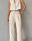 French Cotton Linen Stylish Casual Set