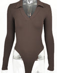 Fashionable Slim Fit Polo Neck Long Sleeve Top