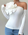 Elegant One-Shoulder Jumpsuit with 3D Decoration