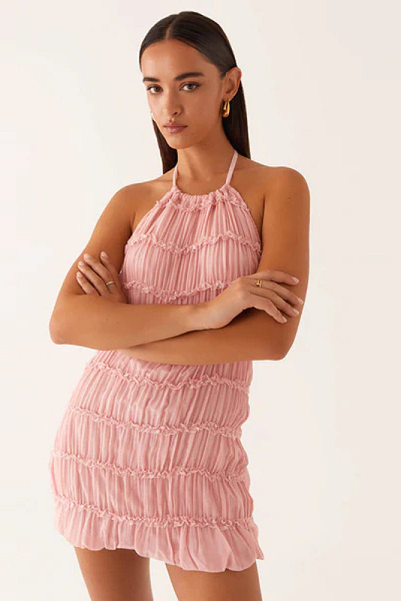 New Spring Summer Backless Ruffled Dress