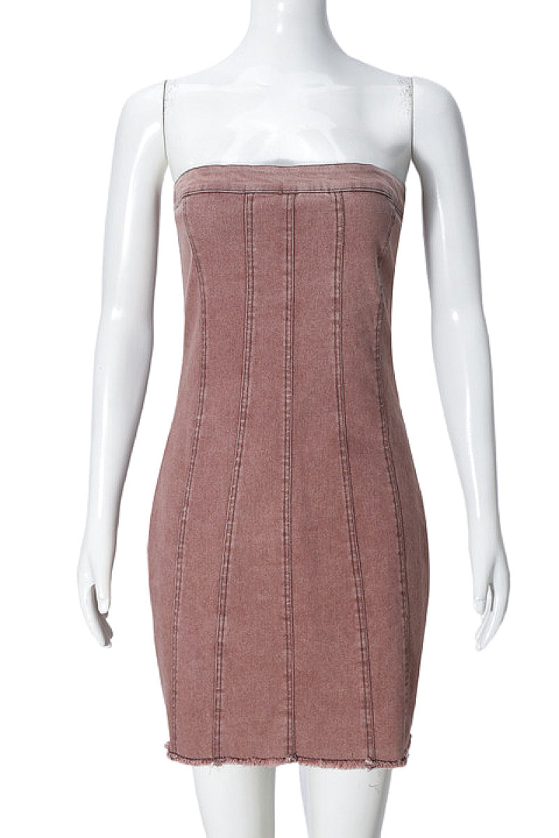 Sexy Backless Denim Dress for Spring Summer