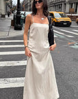 Chic Khaki Cotton Linen A-Line Dress