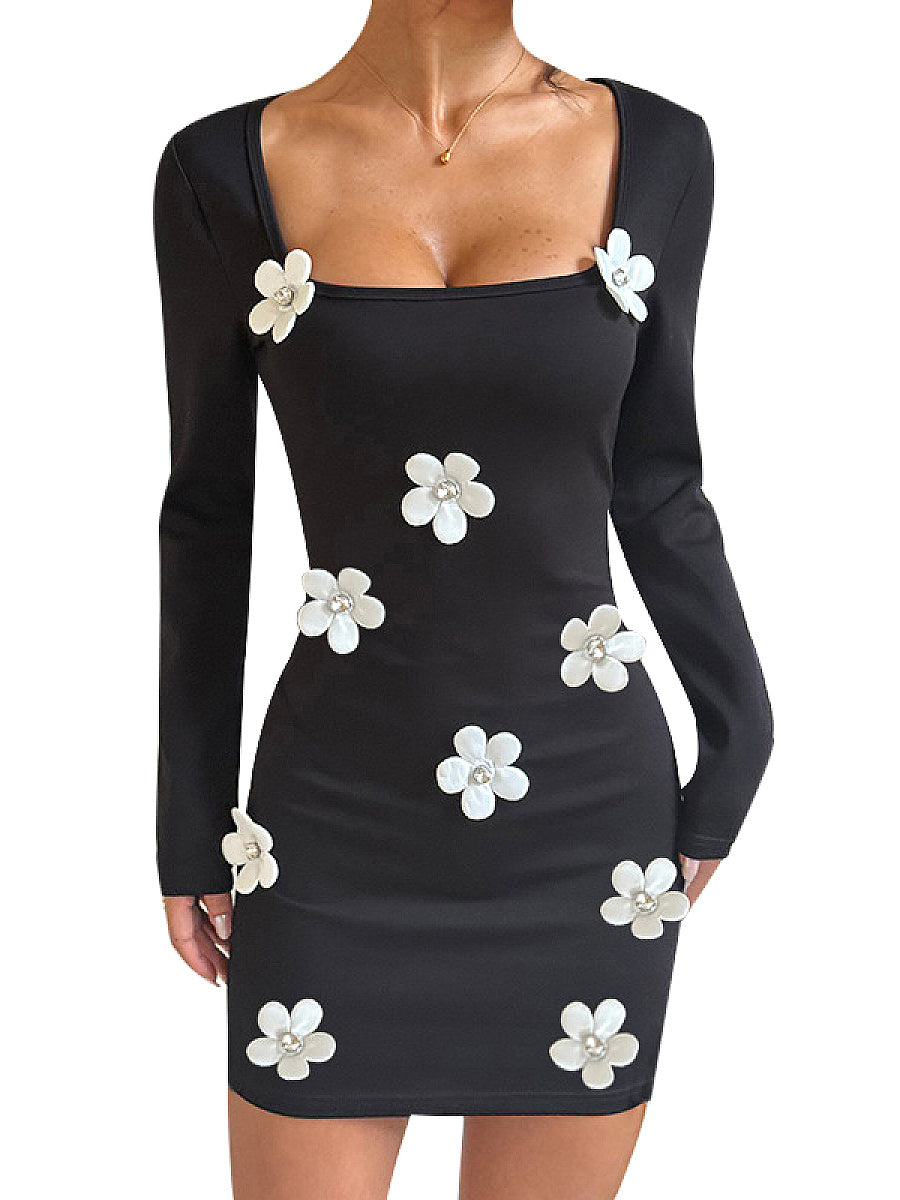 Sexy Floral Long Sleeve Dress for Women