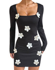 Sexy Floral Long Sleeve Dress for Women