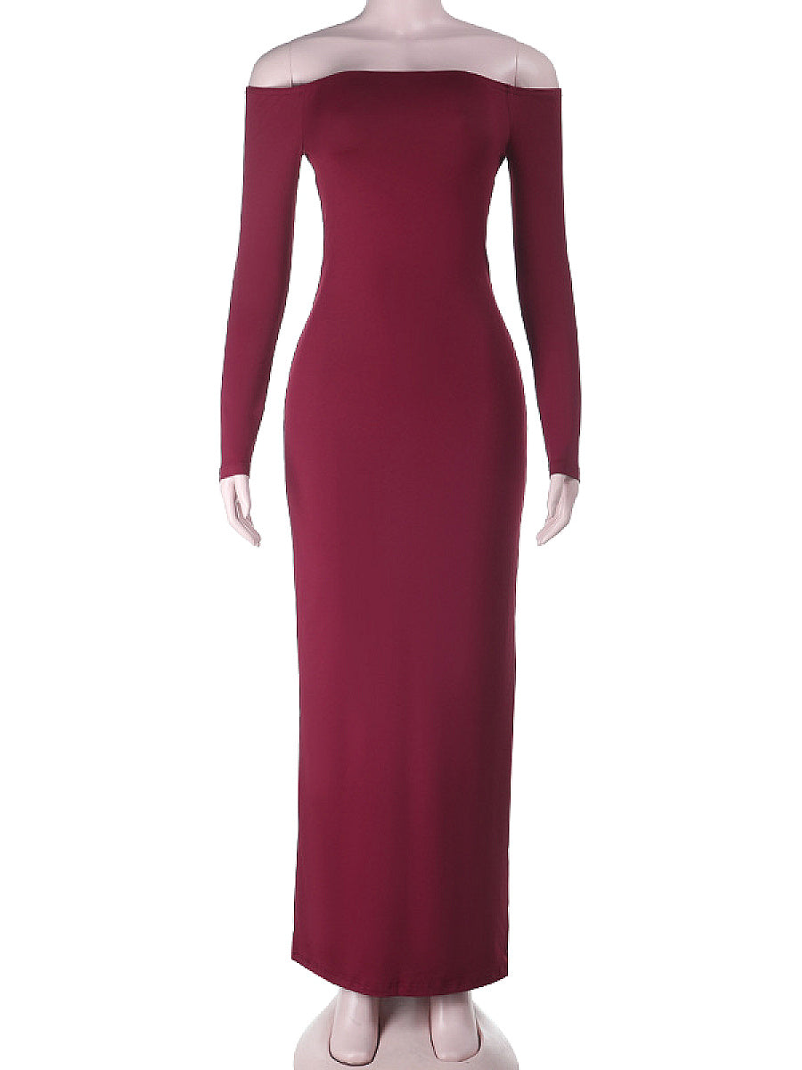Off Shoulder Sexy Backless Long Sleeve Dress
