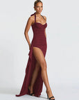 Chic Halter Neck A-Line Dress with Ruffle Hem
