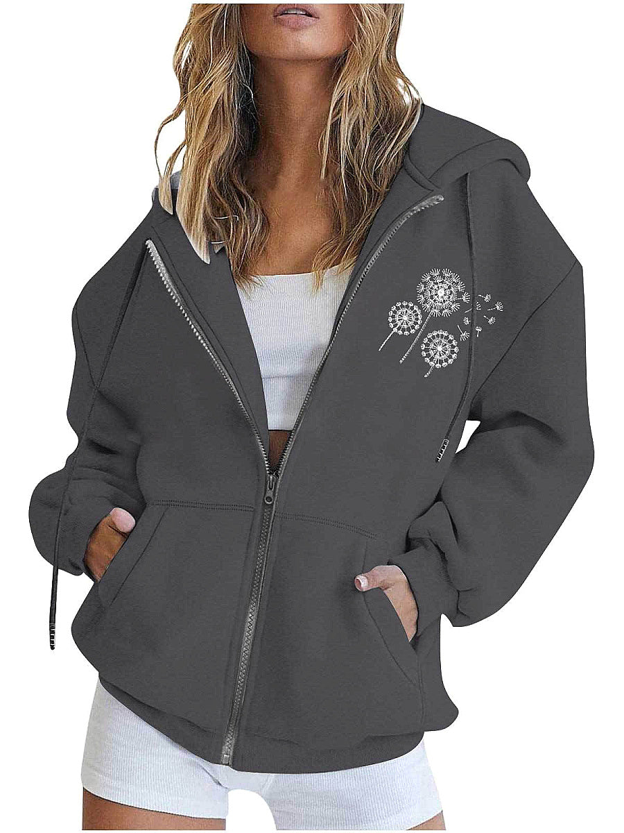 Plus Size Zip-Up Hoodie Cardigan for Women