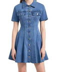 Casual Denim Dress with Button Closure