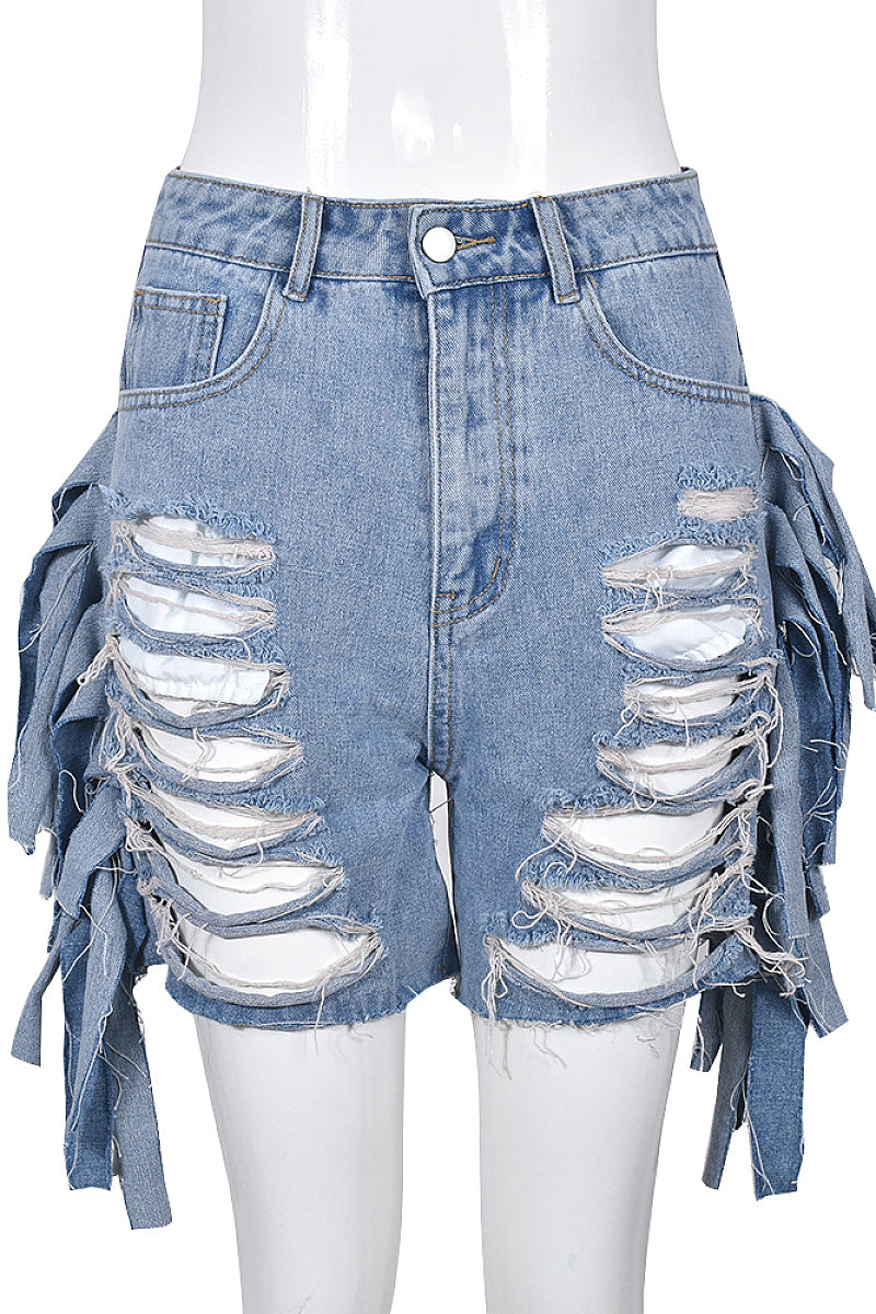 High-Waisted Distressed Denim Shorts for Women