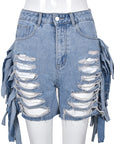 High-Waisted Distressed Denim Shorts for Women