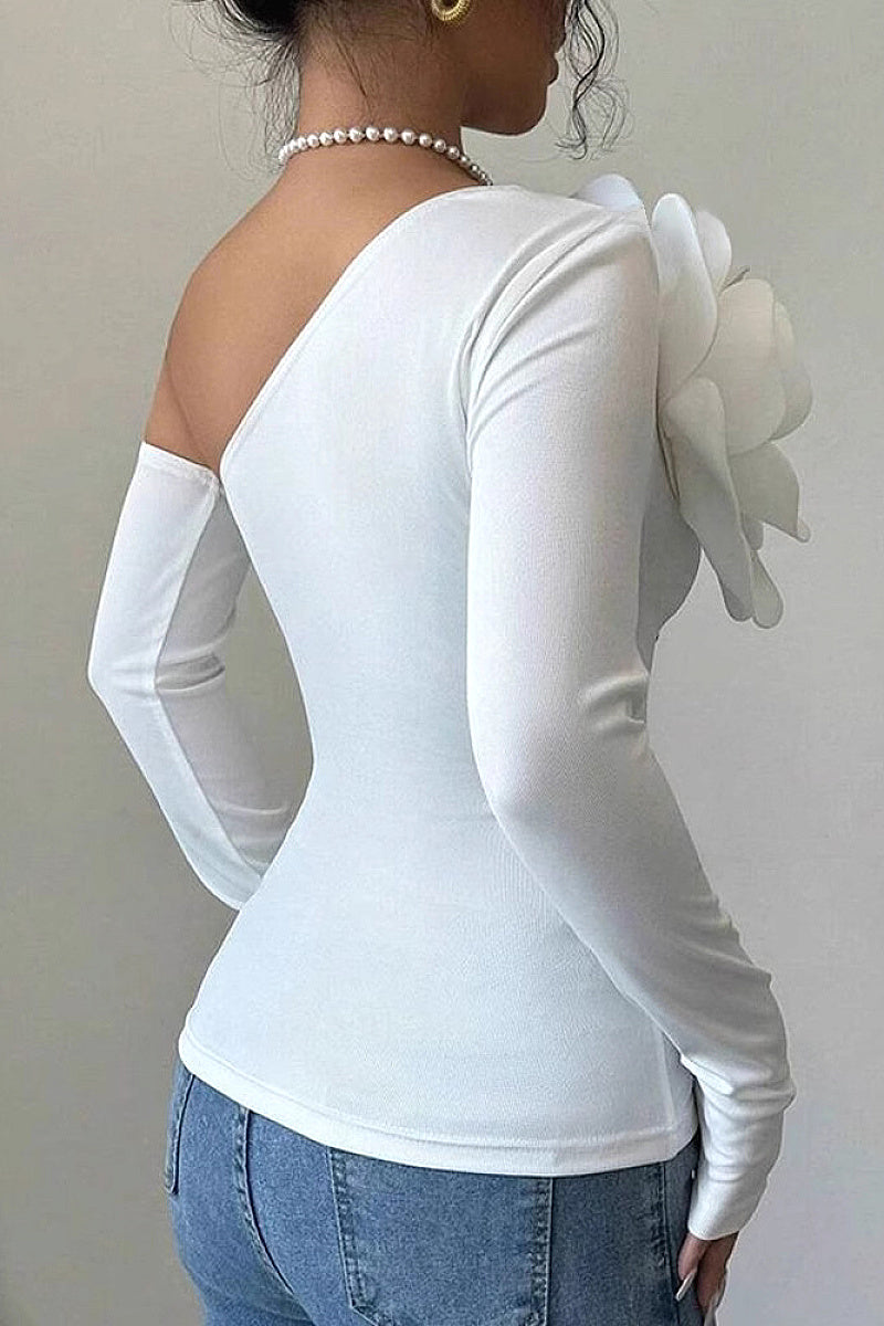 Elegant One-Shoulder Jumpsuit with 3D Decoration