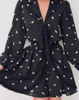 French Ruffle Floral Chiffon Dress for Women