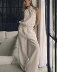 Summer Cotton Linen Halter Jumpsuit for Women