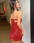 Elegant Strapless Satin Mini Dress