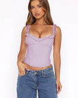 Sexy Sheer Mesh Top with Ruffle Trim