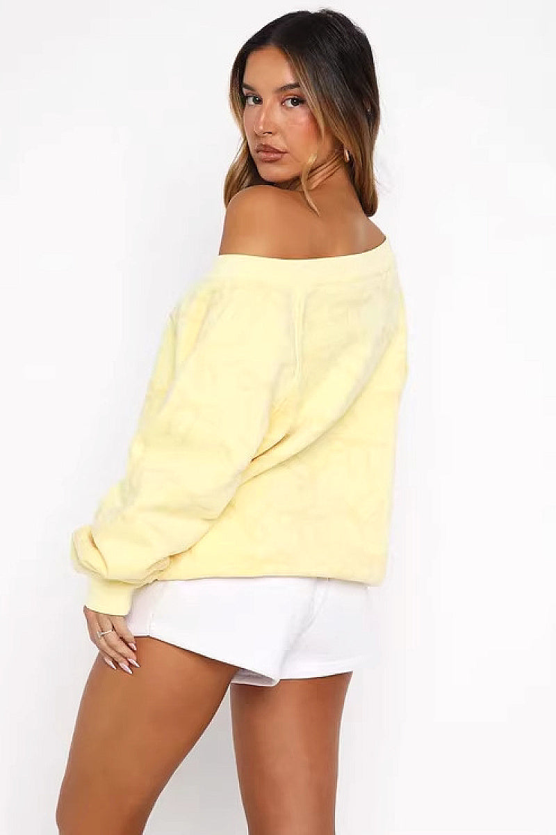 Lemon Yellow Off-Shoulder Bow Top for Women