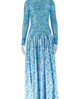 European Style Floral Print High Neck A-Line Dress