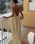 Satin Backless Long Dress for Women